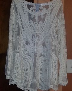 Catherine’s Sheer lace blouse, cream tank set size 2xl l bought and never wore